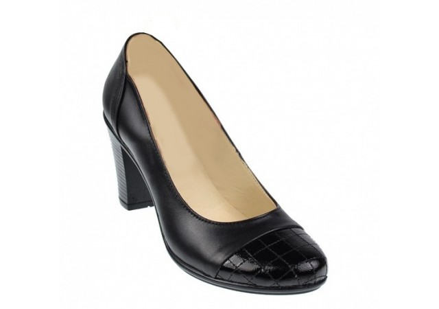 Pantofi dama eleganti din piele naturala cu varf lacuit,croco,toc 7cm - P13423LACN